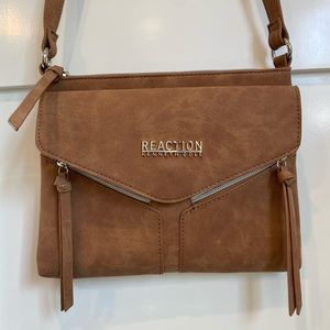 kenneth cole reaction purse crossbody tan beige faux suede